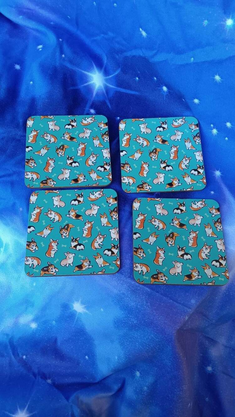 4 piece Corgi Cork Coaster Set! NWT
